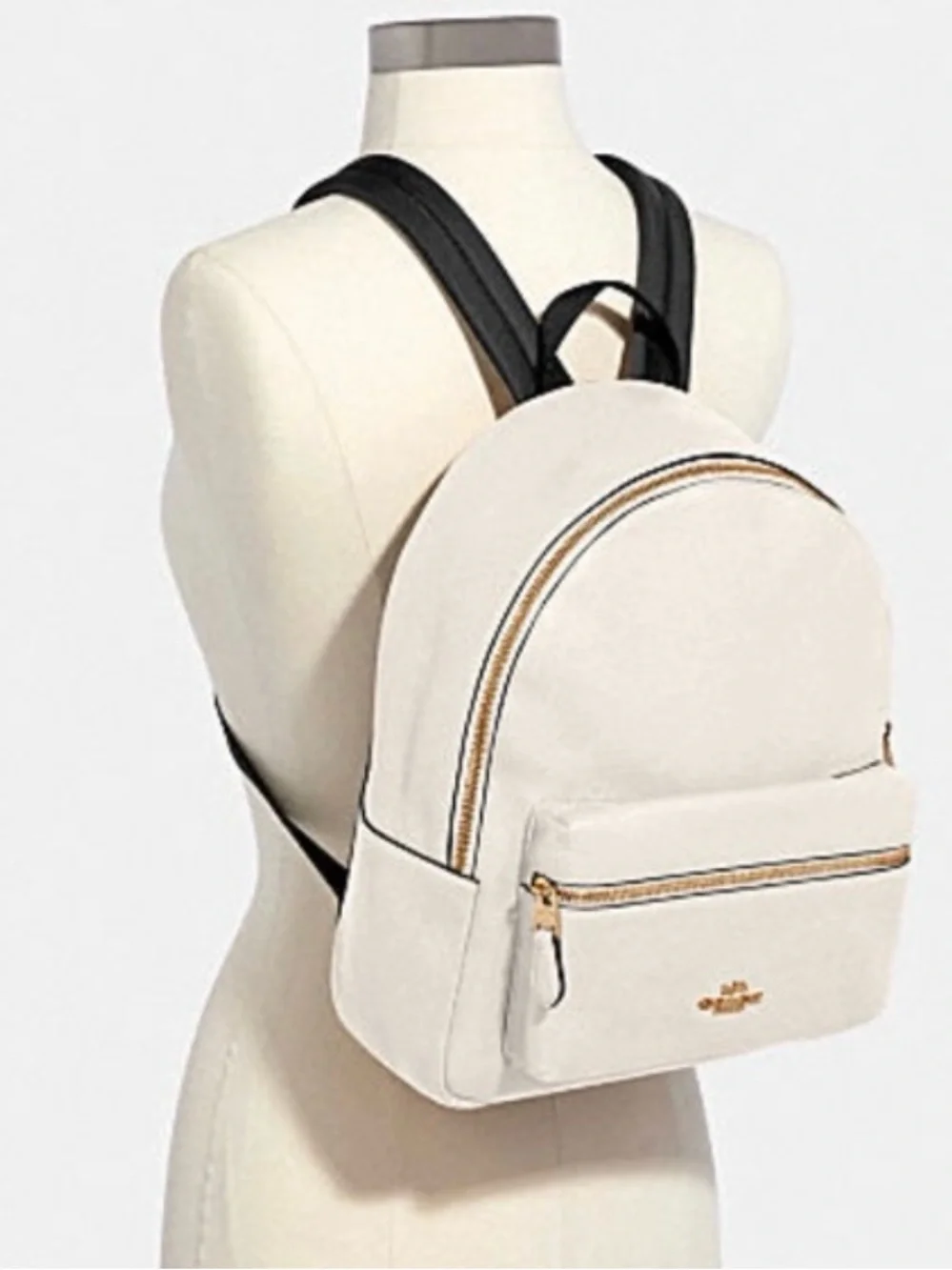 NWT COACH Pebbled Leather Cowhide White Ivory Cream Charlie